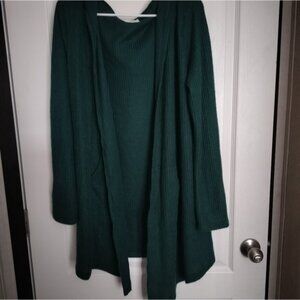 Forest Green Waffle Knit Cardigan